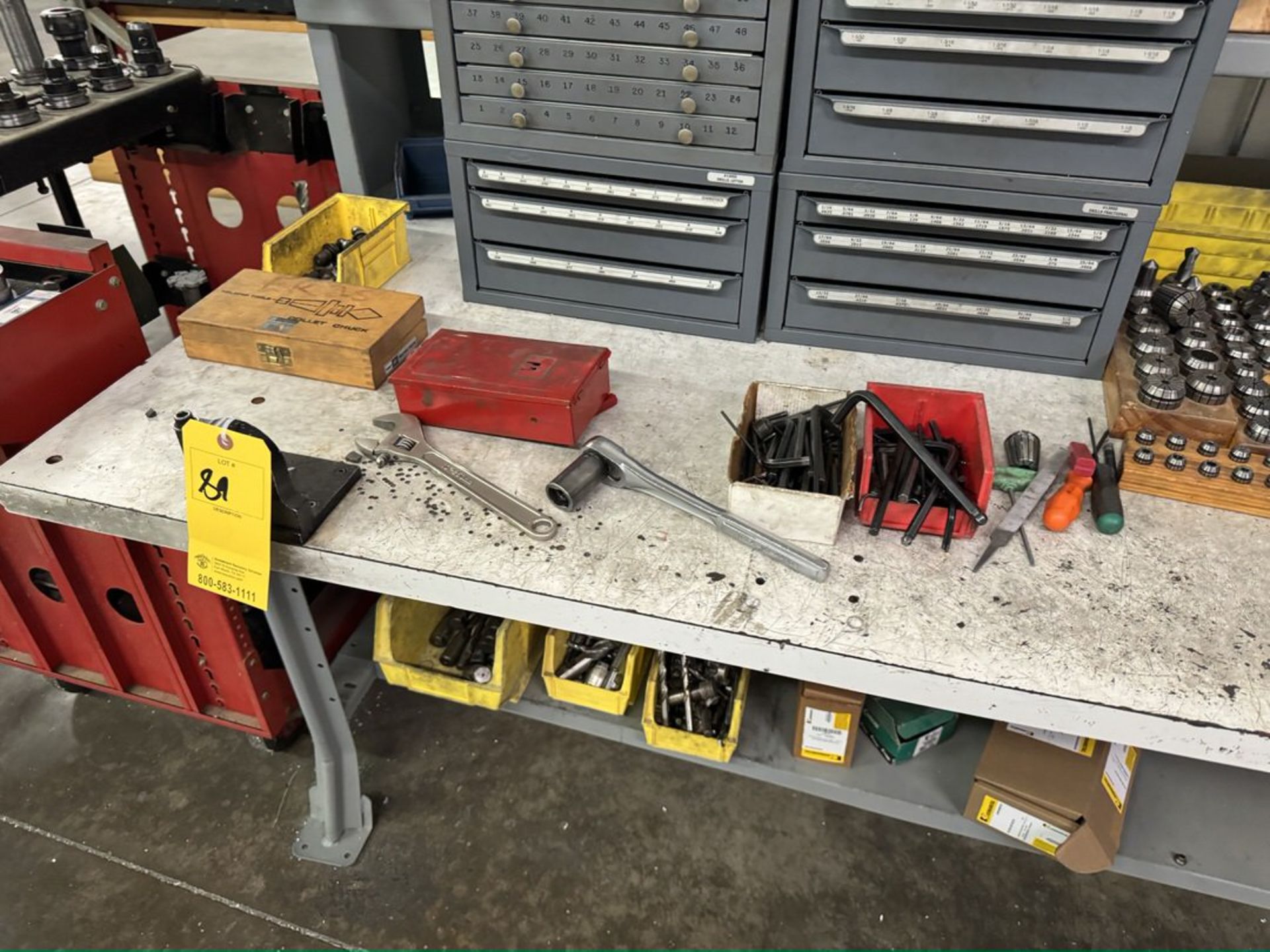 Machine Tool Desk W Cont: Drills, Collets, Tool Holders, Misc As Shown - Image 16 of 16