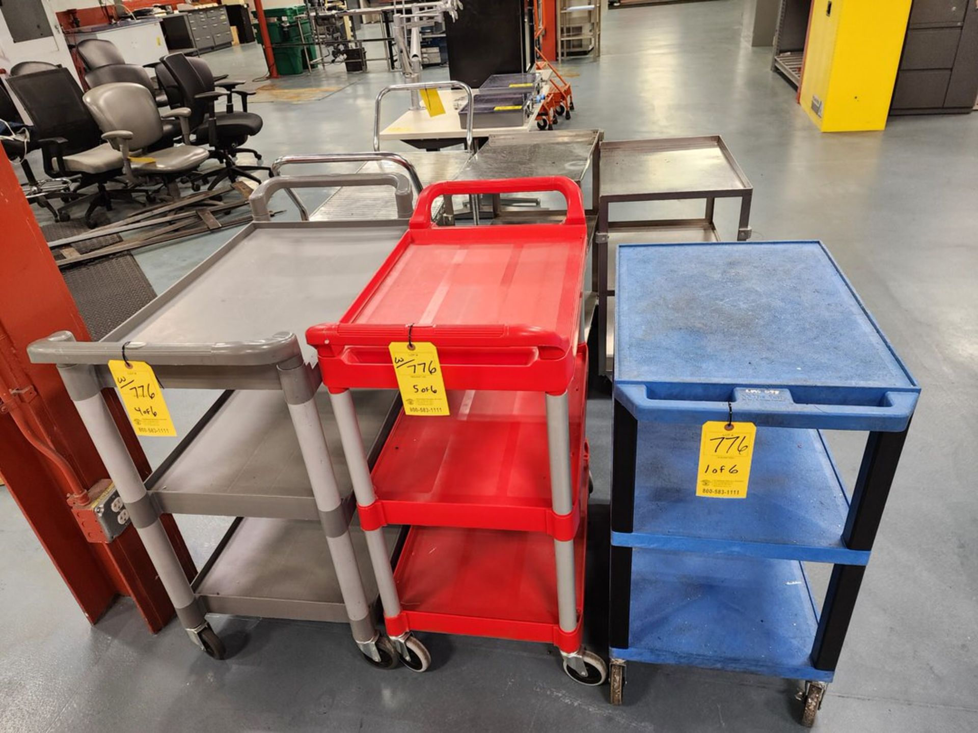 (6) Assorted Rolling Material Carts