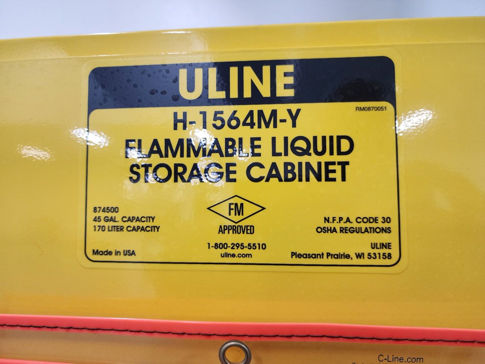 U-Line 45gal Flammable Cabinet - Image 3 of 3