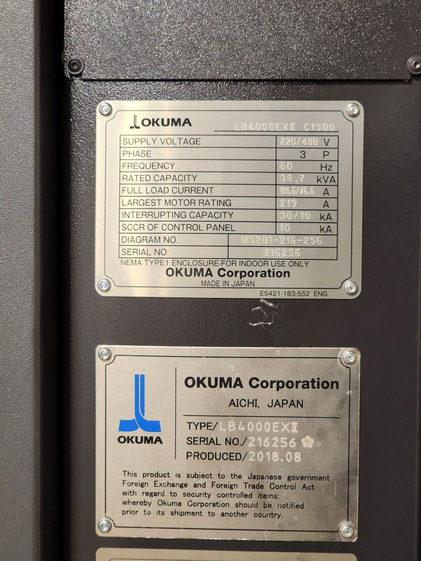 2018 Okuma LB4000 EXII CNC Lathe W/ 12-Tool Turret Station; W/ Okuma OSP-P300LA Controler: W/ Air - Image 17 of 18