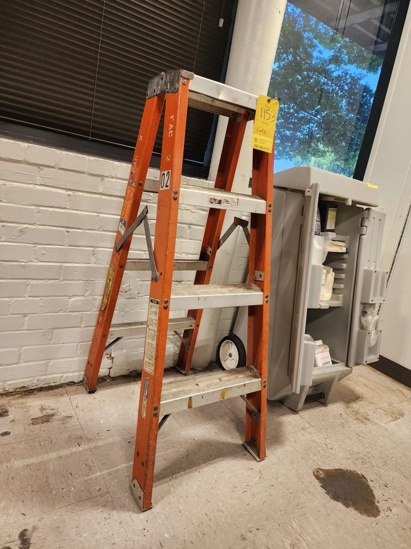 Ladder W/ Rolling Sorbent Kit Cabinet - Image 2 of 9