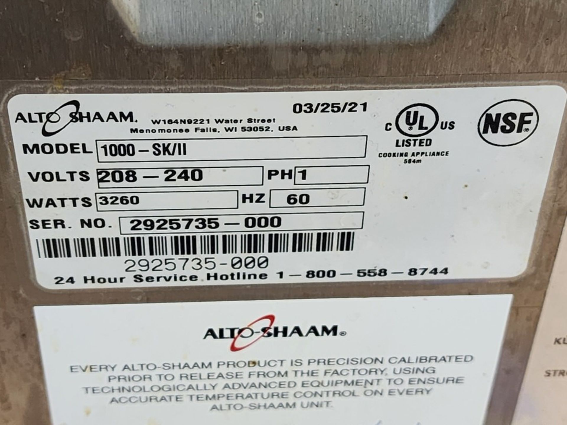 Alto-Shaam 1000-SK/II Cook & Hold Smoker Oven 3260W - Image 5 of 5