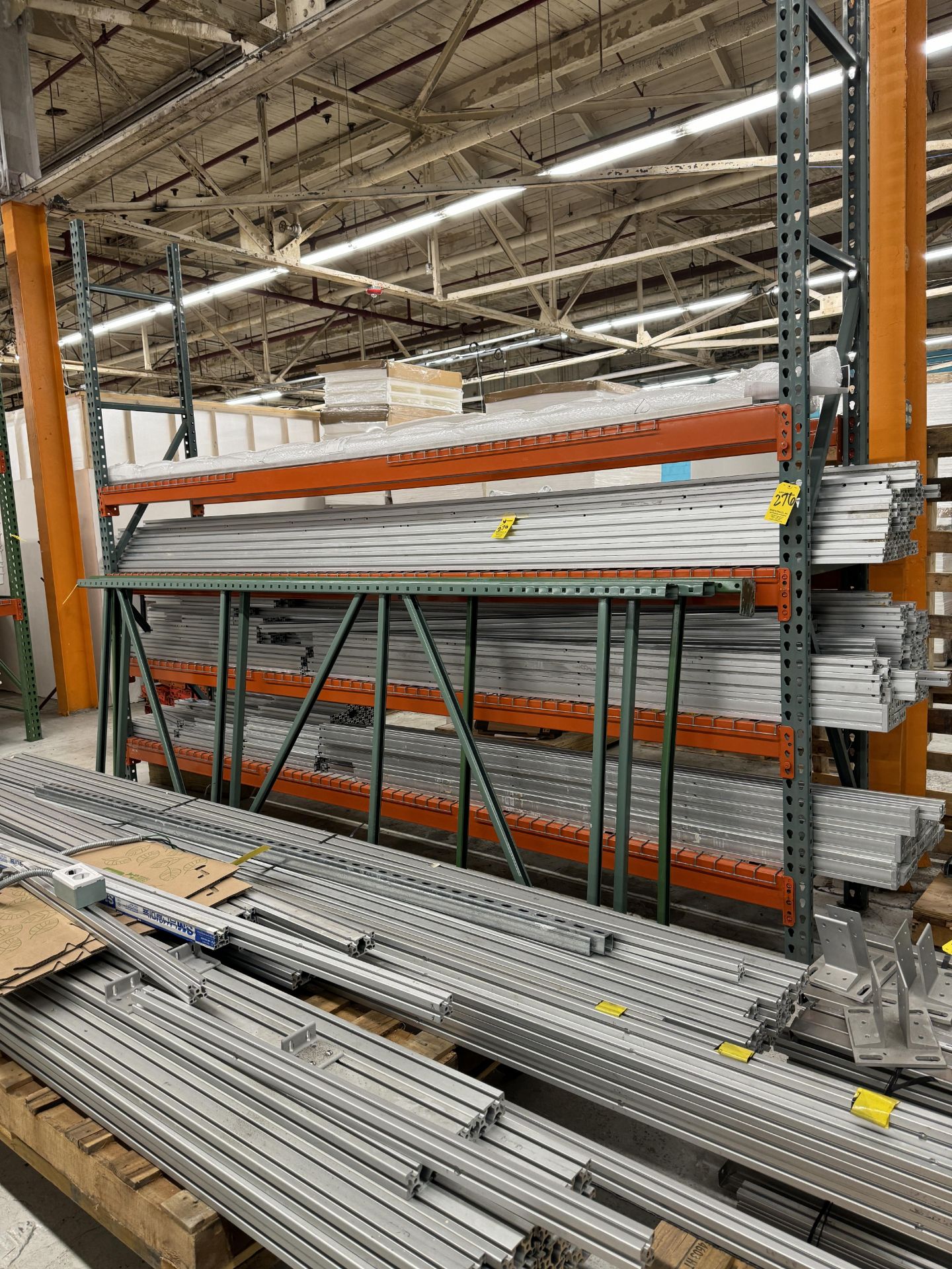 LOT Asst. Aluminum Rail on Rack and Pallet Up to 12', Tear Drop Adj. Pallet Rack, 12' x 12'