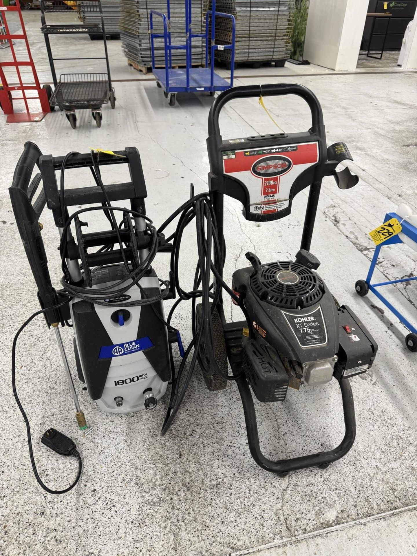 Lot Kohler XT Series 7.75 Port. Power Washer, AR Blue Clean 1800 Power Washer - Image 4 of 5