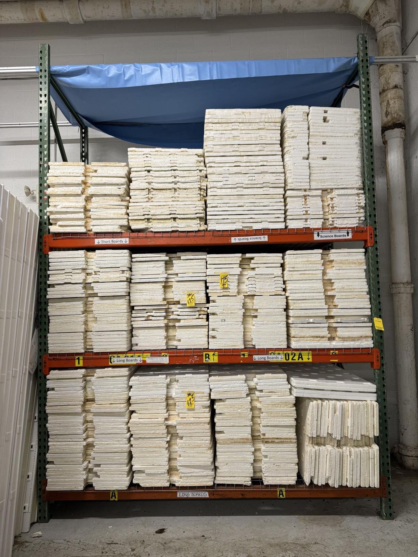 Lot asst. Styrofoam Forms on (3) Shelves