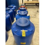 Lot (5) Asst. Poly Storage Containers, 200 L, (4) Screw Top Lids