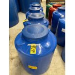 Lot (5) Asst. Poly Storage Containers, 200 L, (4) Screw Top Lids