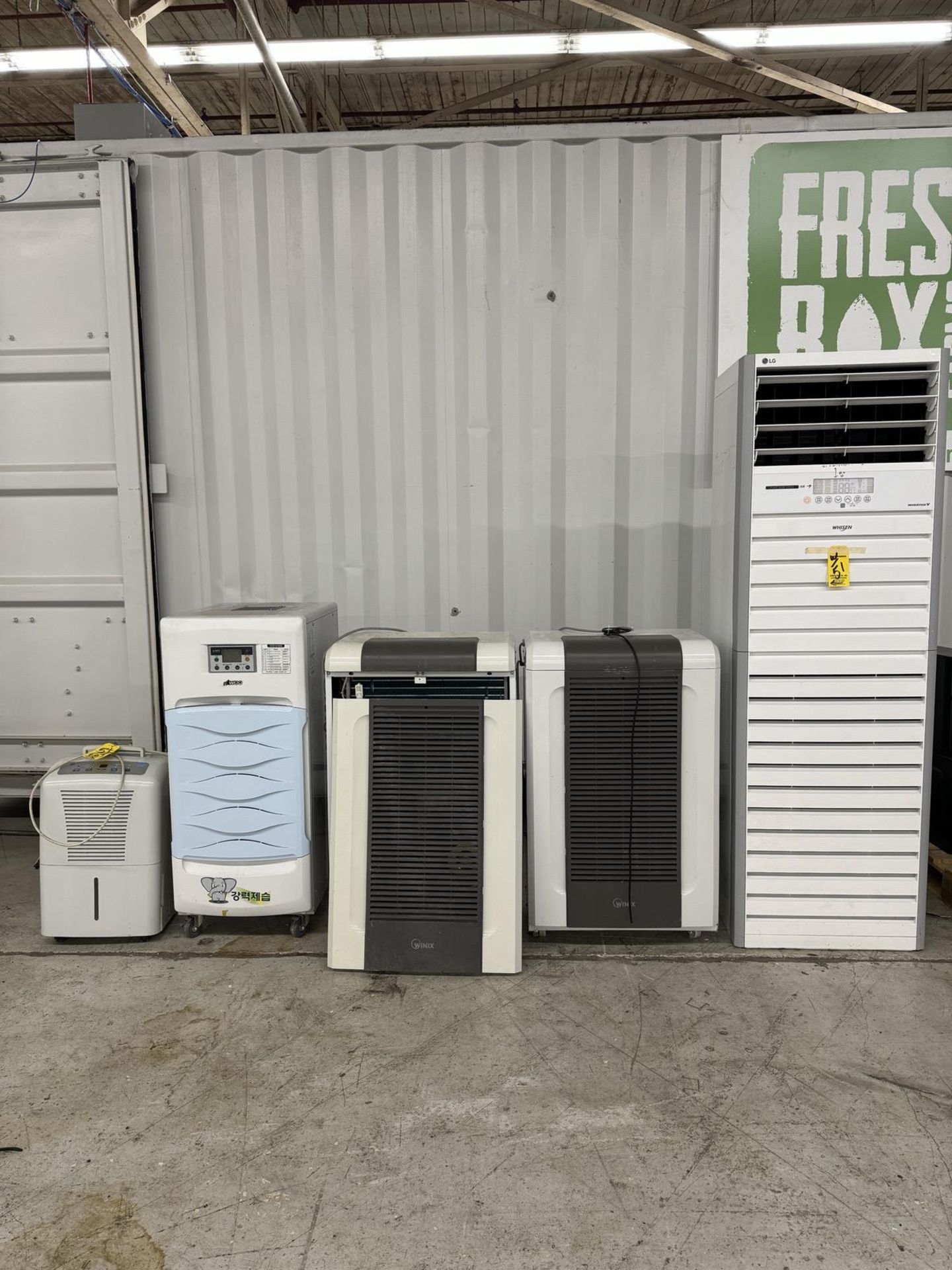 Lot (2) Winix Dehumidifiers(Fair), LG Whisen Inverter V Box (Fair), Namoo Filter Unit, GE