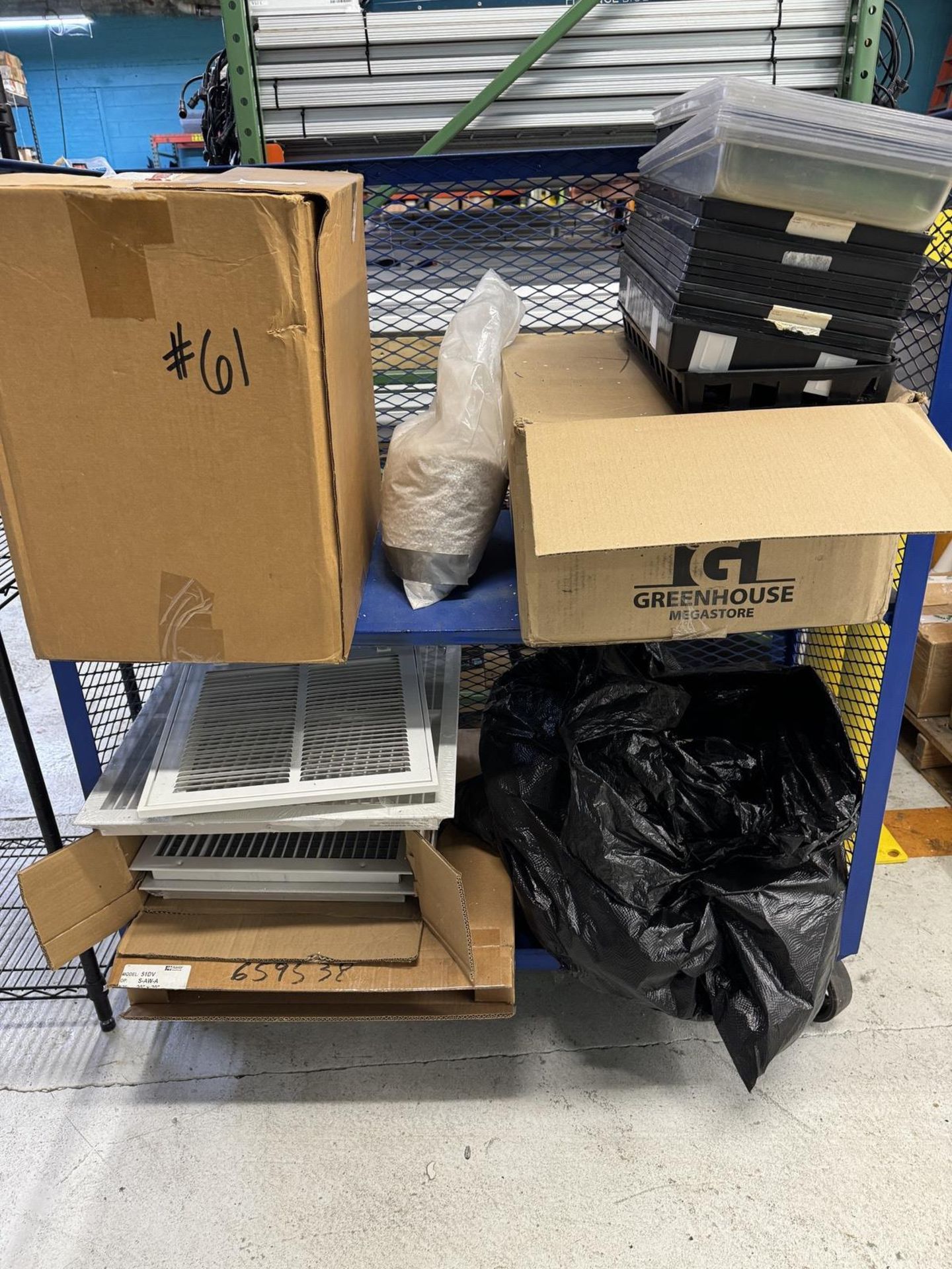 Lot Blue Port. 2 Shelf Cart with Vent Covers, Plastic Trays, Filters, Etc. - Image 2 of 4