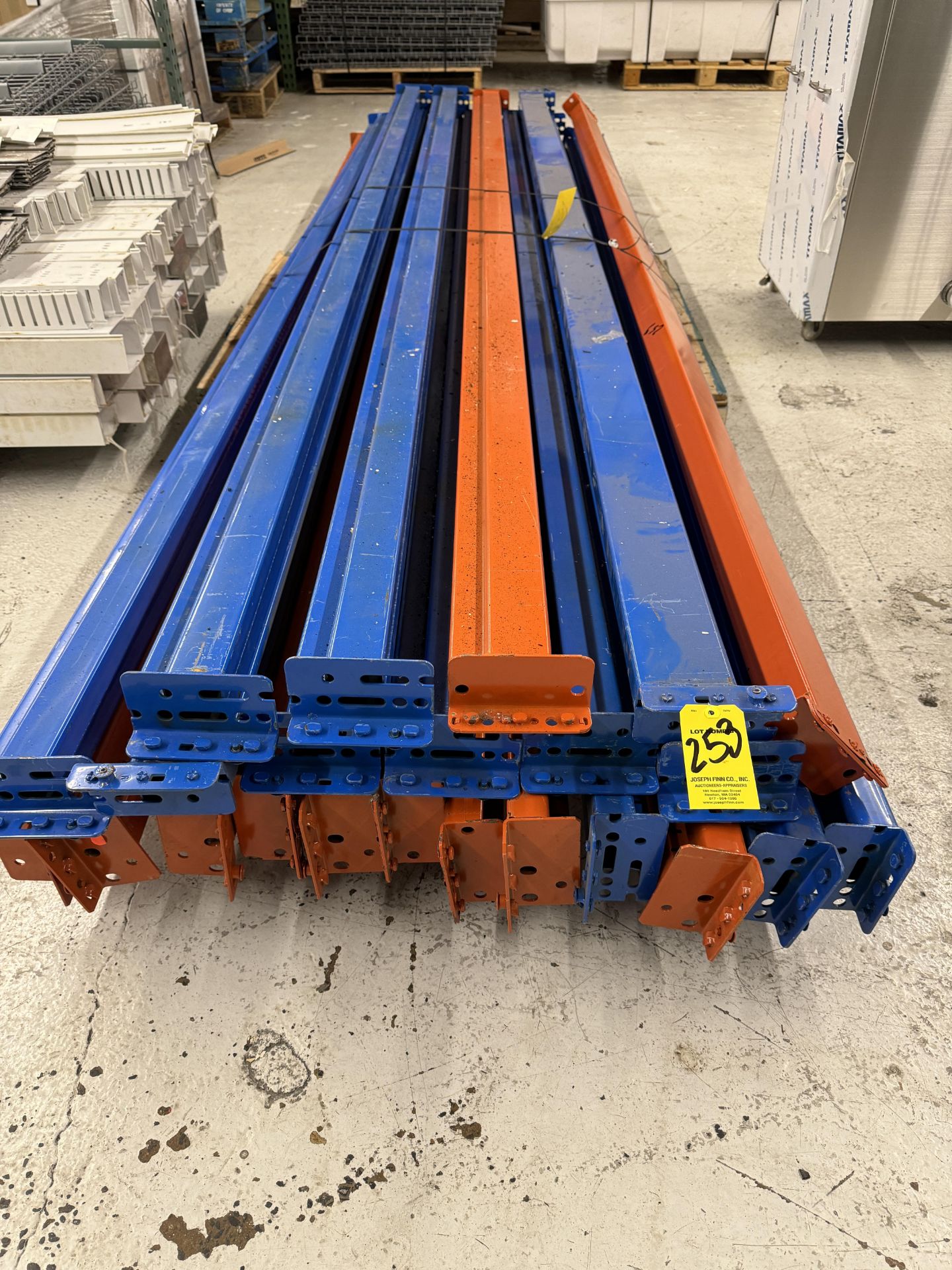 LOT (11) Orange, (12) Blue 12' Tear Drop Adj. Pallet Shelving Cross Arms