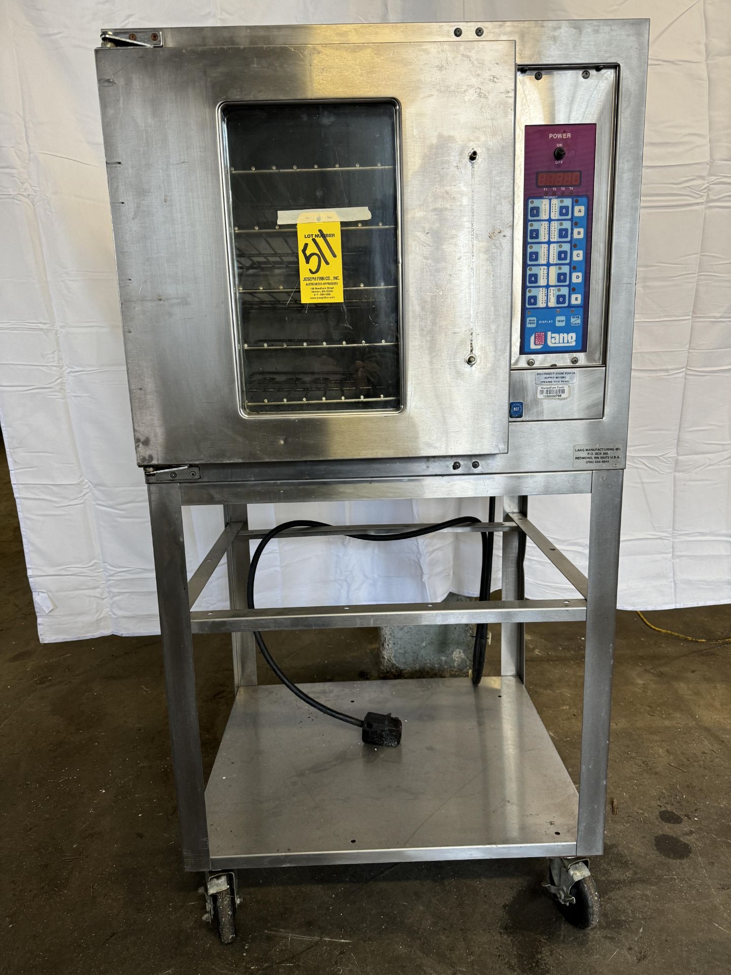 (1) Lang Multi Rack, S.S. Commercial Electric Oven on Port. S.S. Cart, 15" x 20" Inside Dimensions