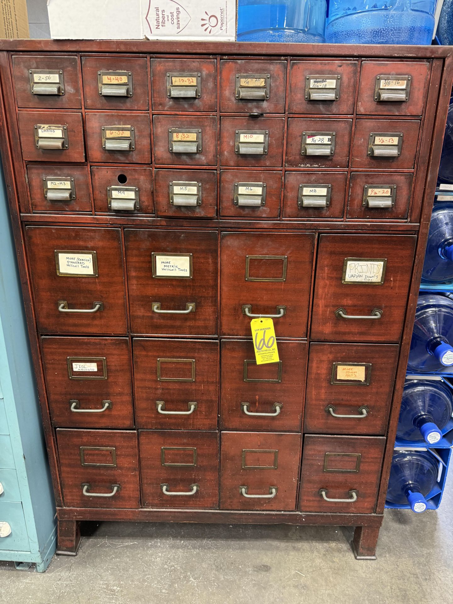 (1) Vintage Mail Cabinet w/ Heli Coil Accessories