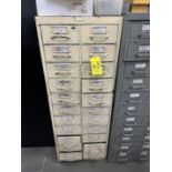 (1) 22-Drawer Parts Cabinet w/ Files, Allen Wrenches, Hold Down Tooling In Cabinet and on Bench