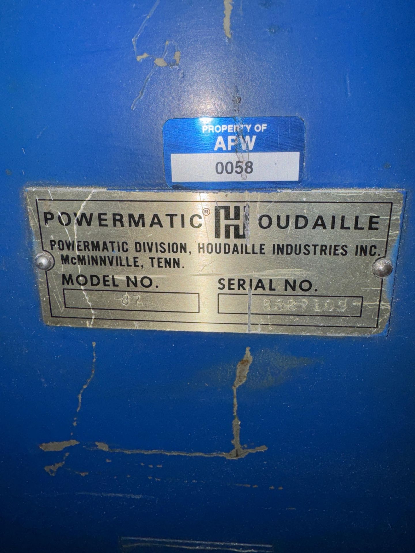 (1) Powermatic Model 87 Vertical Band Saw, S/N 8387109, 19.5" Throat Blade Weld Attachment - Image 3 of 5