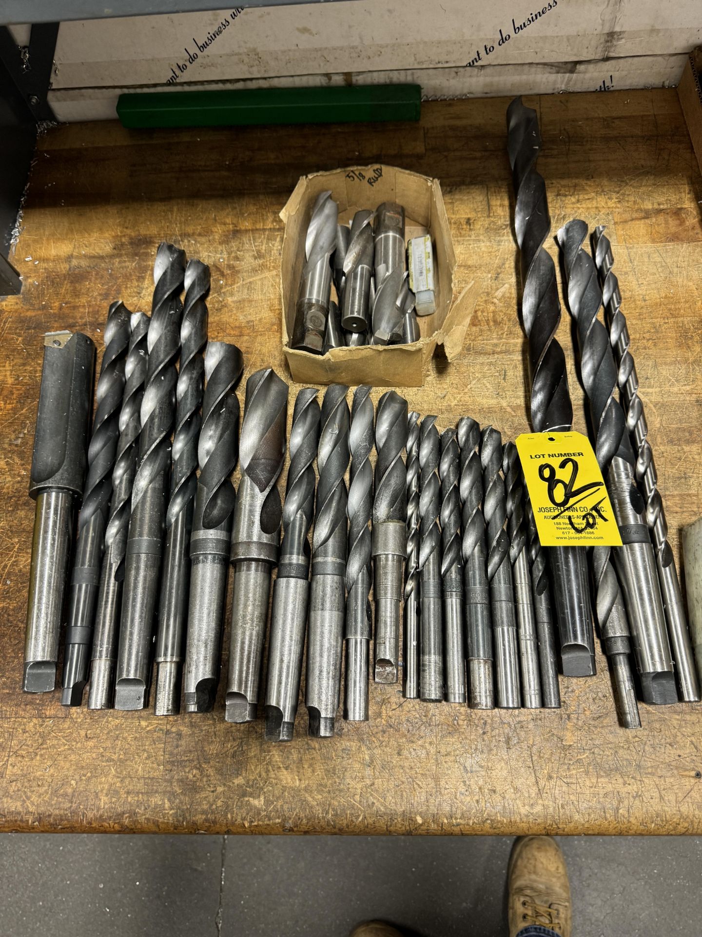 LOT Asst. Long Drills, Reamers, End Mills on Bench - Image 2 of 4