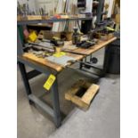 (1) 5' Oak Top Steel Legged Bench w/ Shelf