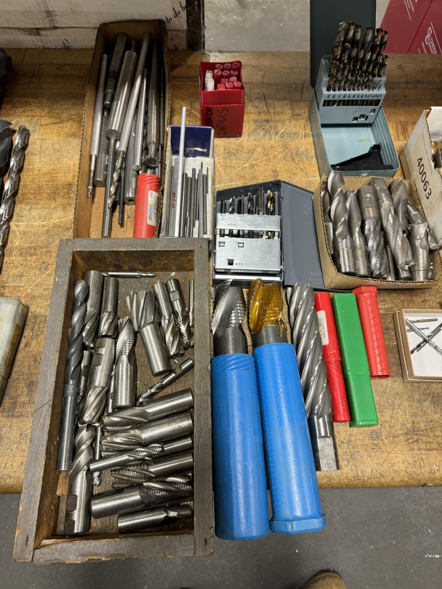 LOT Asst. Long Drills, Reamers, End Mills on Bench - Image 4 of 4