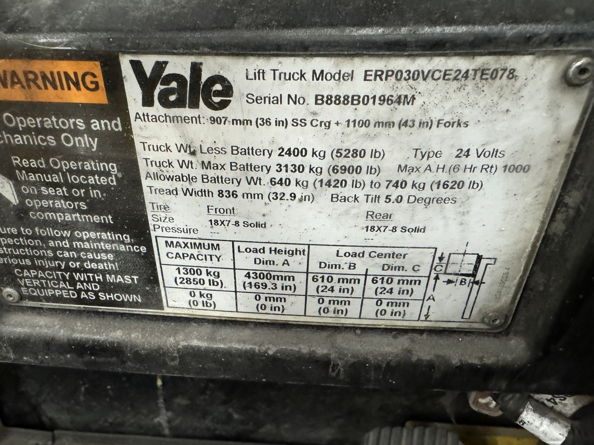 Yale ERP030 Forklift s/n B888B01964M - Image 4 of 4