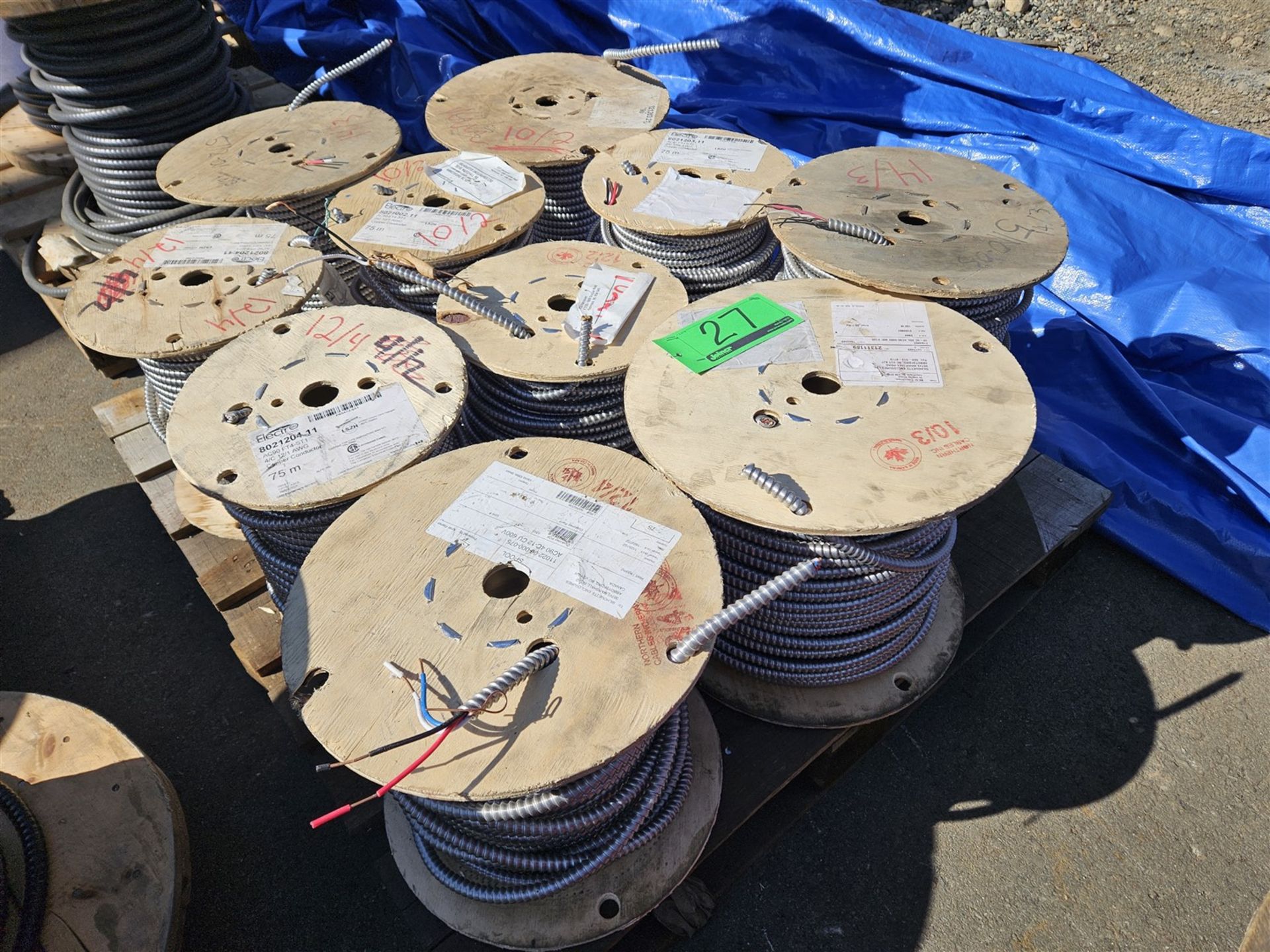 PALLET OF 10 REELS OF ARMOURED CABLE - COPPER