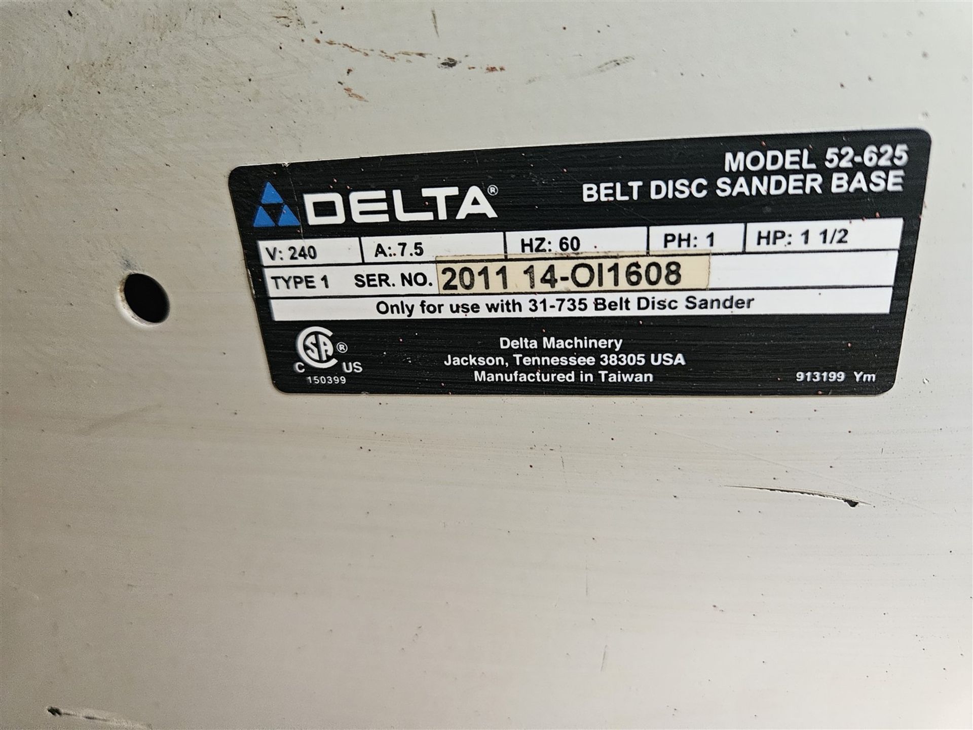 DELTA DISC/BELT SANDER MODEL 31-735 - Image 2 of 2