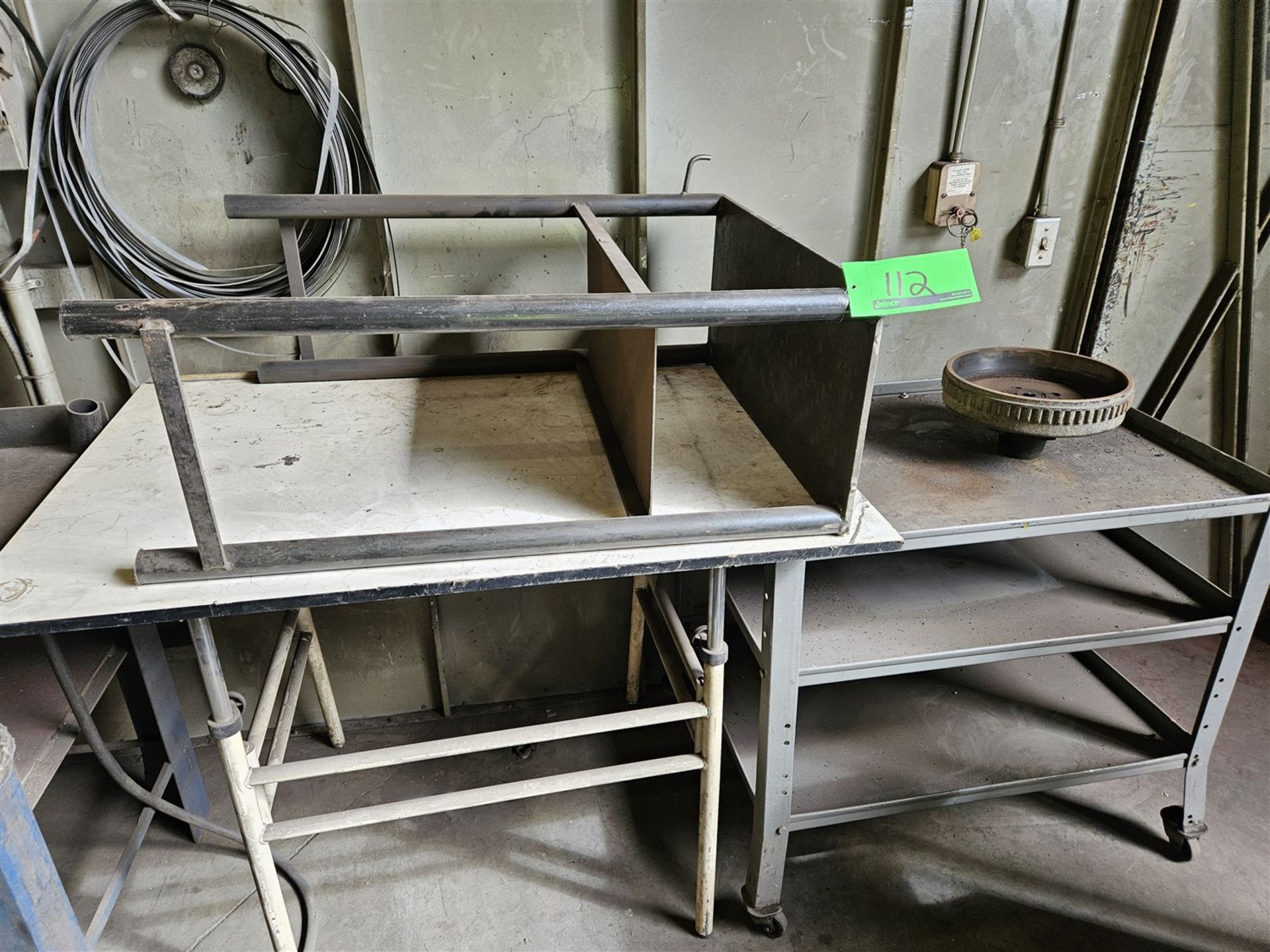 STEEL TABLE, WORK TABLE AND CART