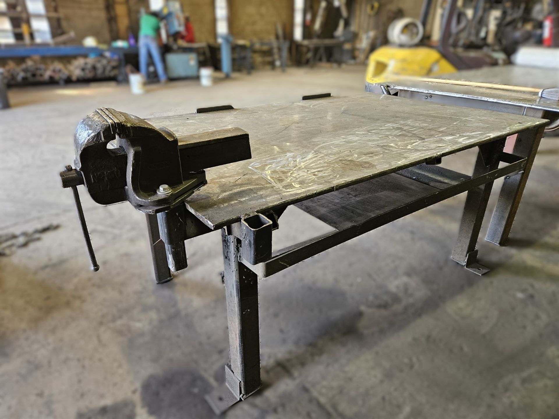 4 FT. X 6.5 FT. SHOP TABLE W/VISE CLAMP