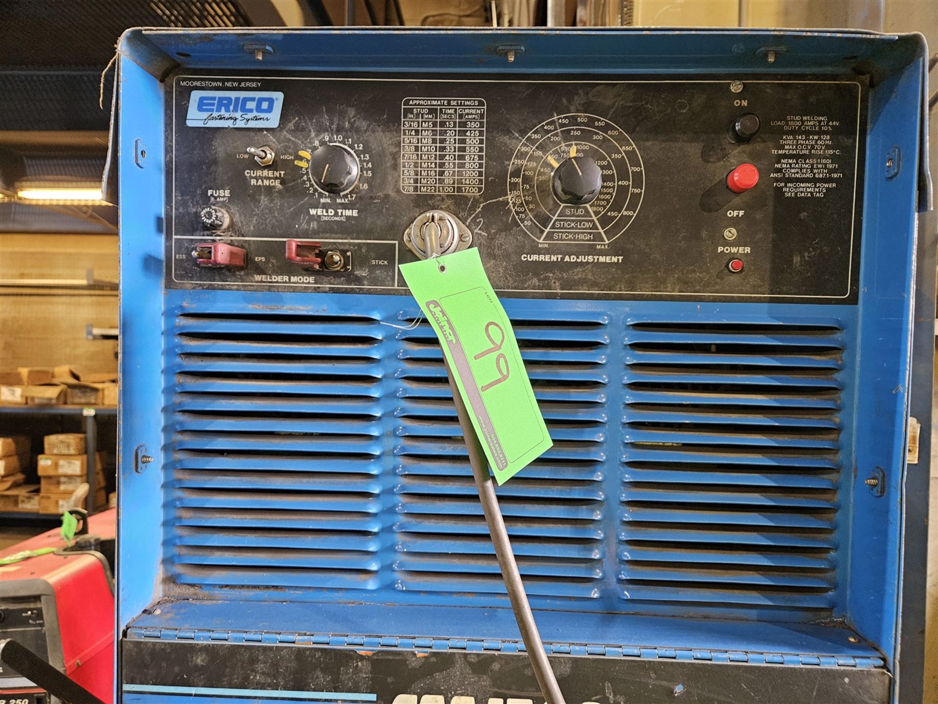 ERICO ESS 1500 ARC STUD WELDER/RACK AND NELSON STUD INVENTORY - Image 2 of 3