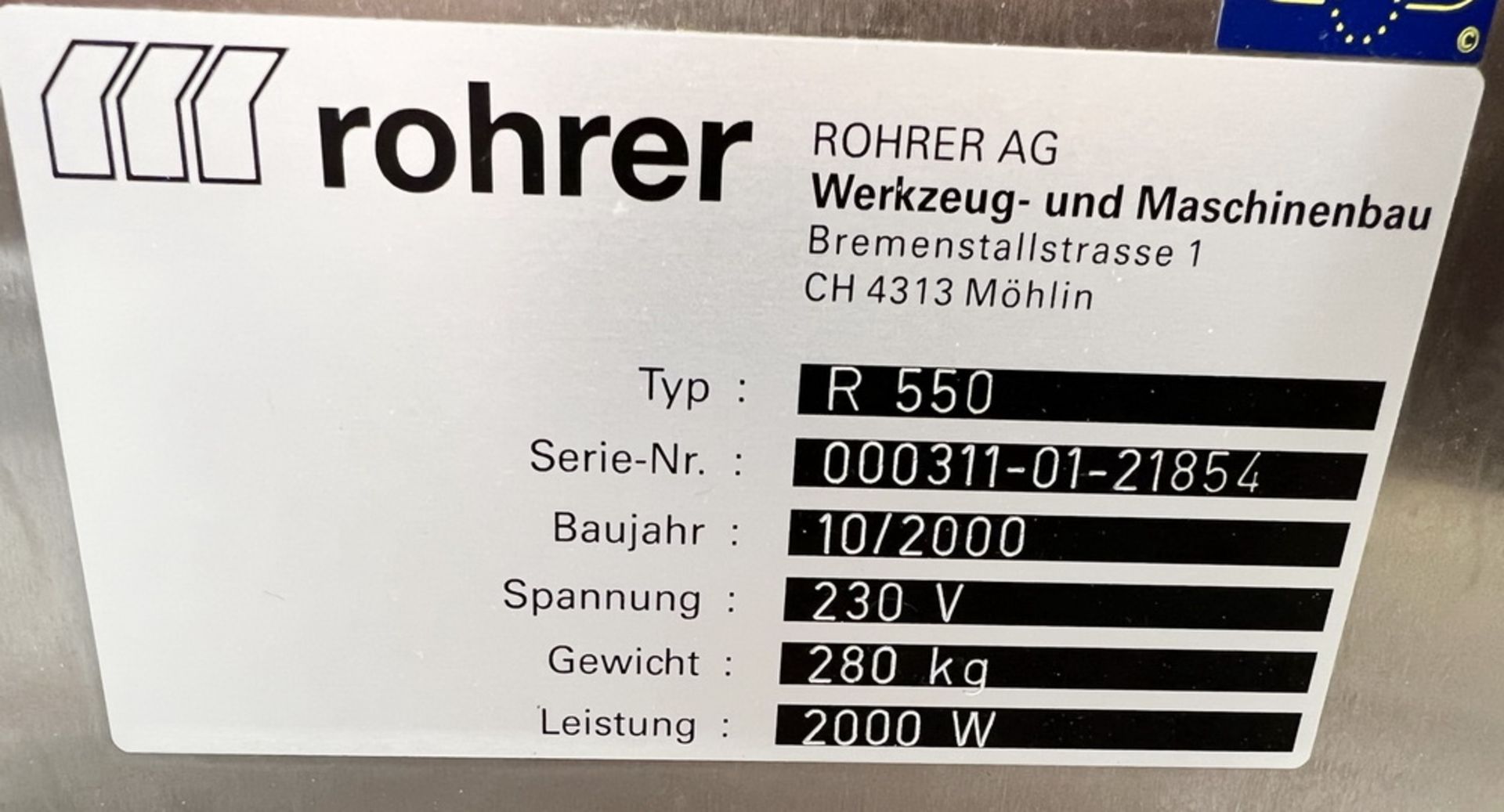 Rohrer Table Top Thermoforming Blister Packaging Machine - Image 8 of 9