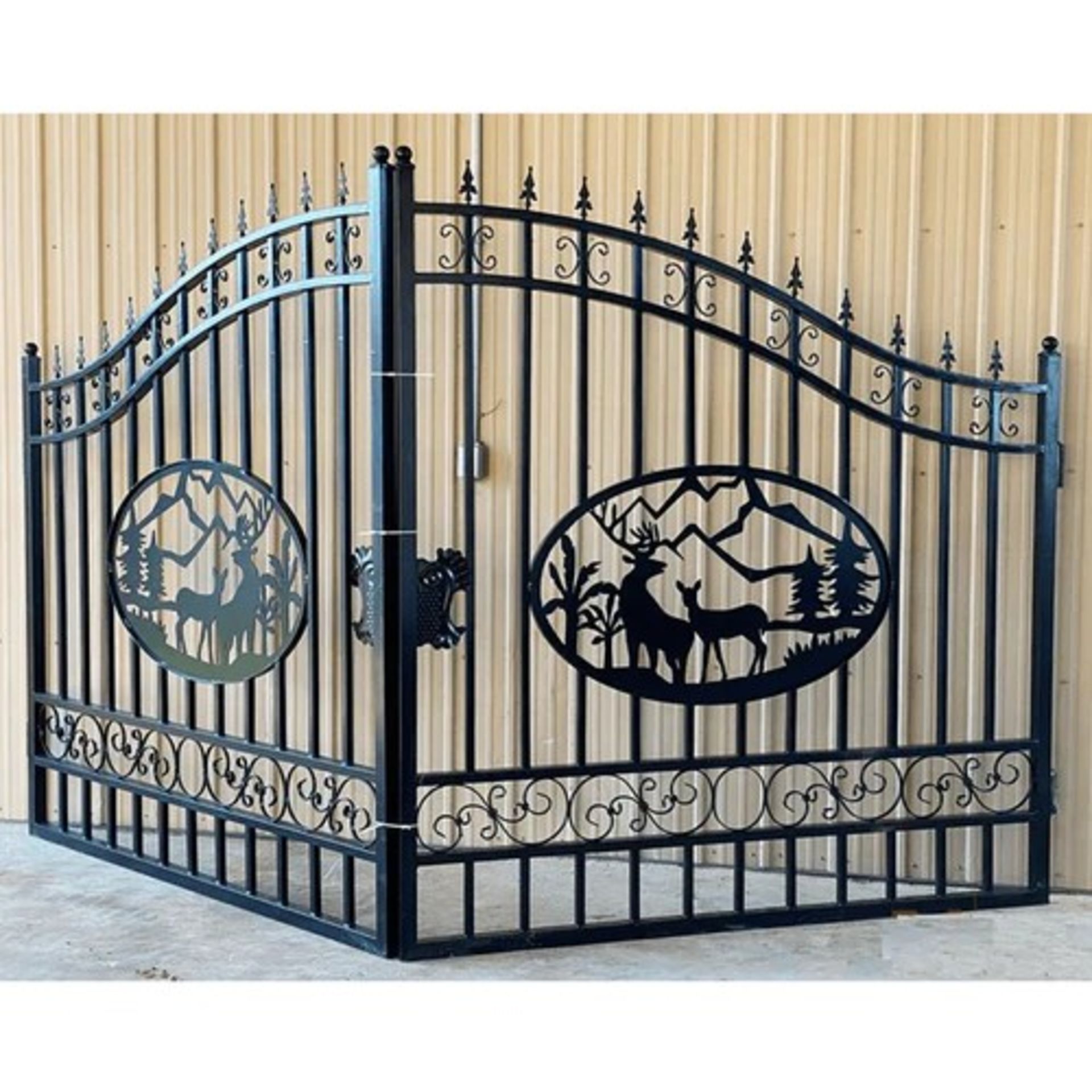 Greatbear 14' Wrought Iron Gate w/ Deer - Image 6 of 8