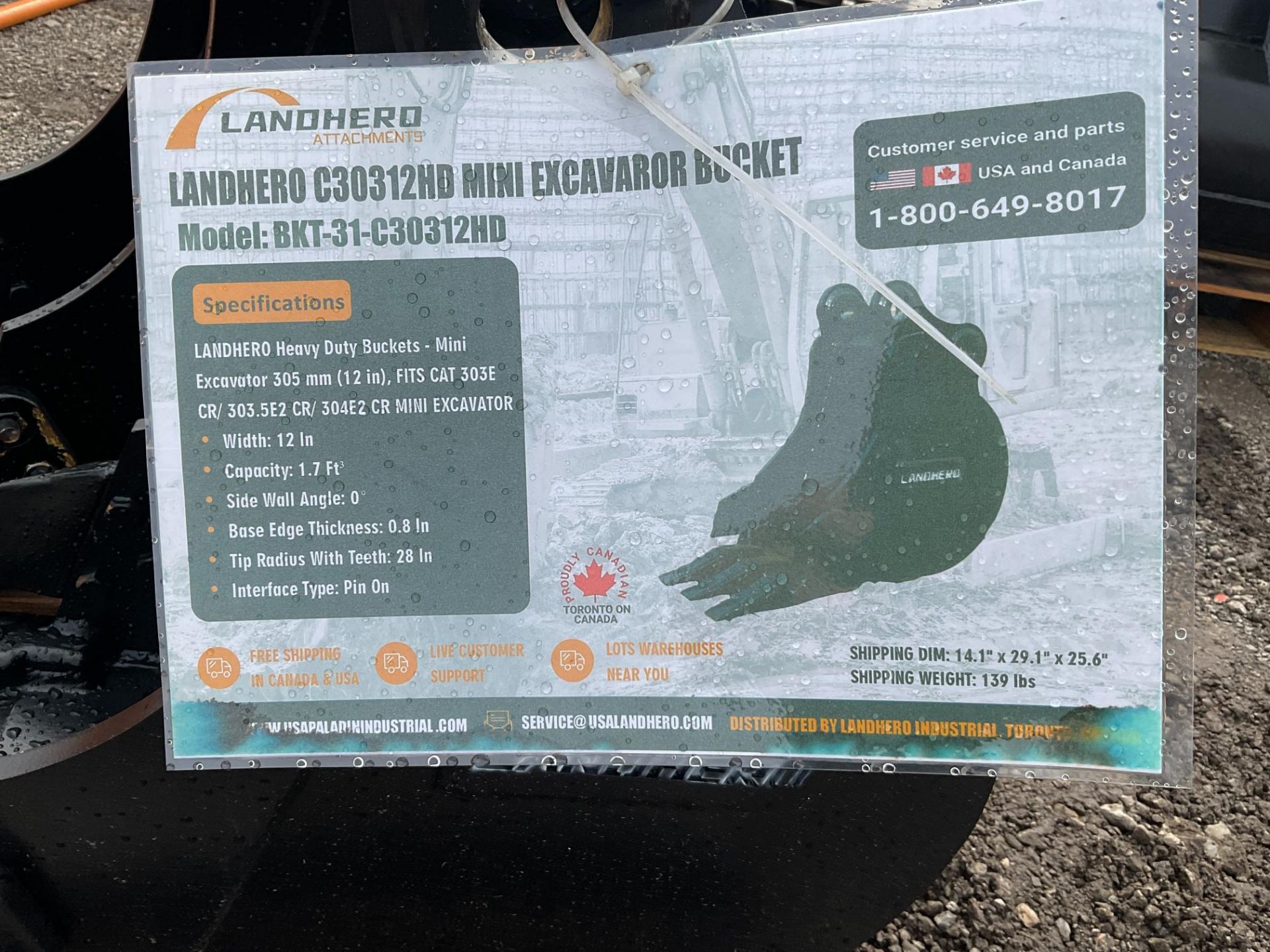 Landhero 12" 303 Mini Excavator Bucket - Image 2 of 5