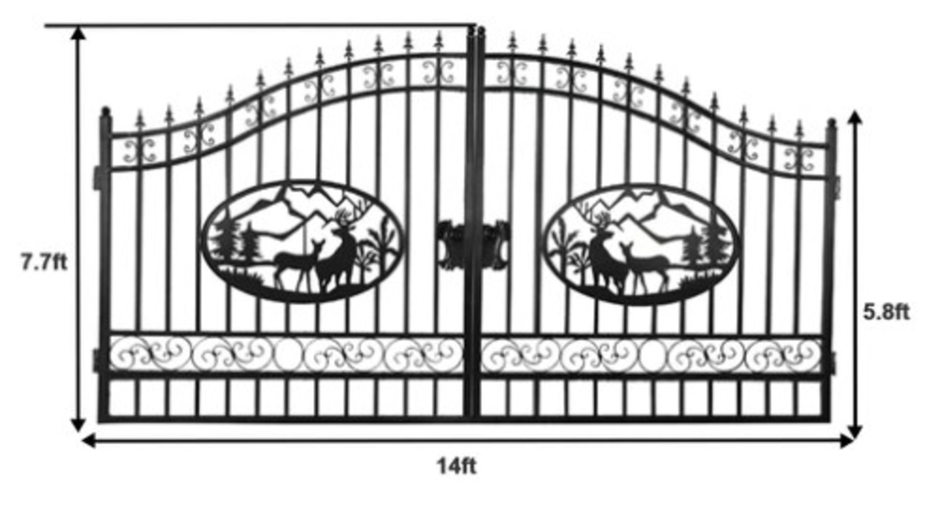 Greatbear 14' Wrought Iron Gate w/ Deer - Image 4 of 8