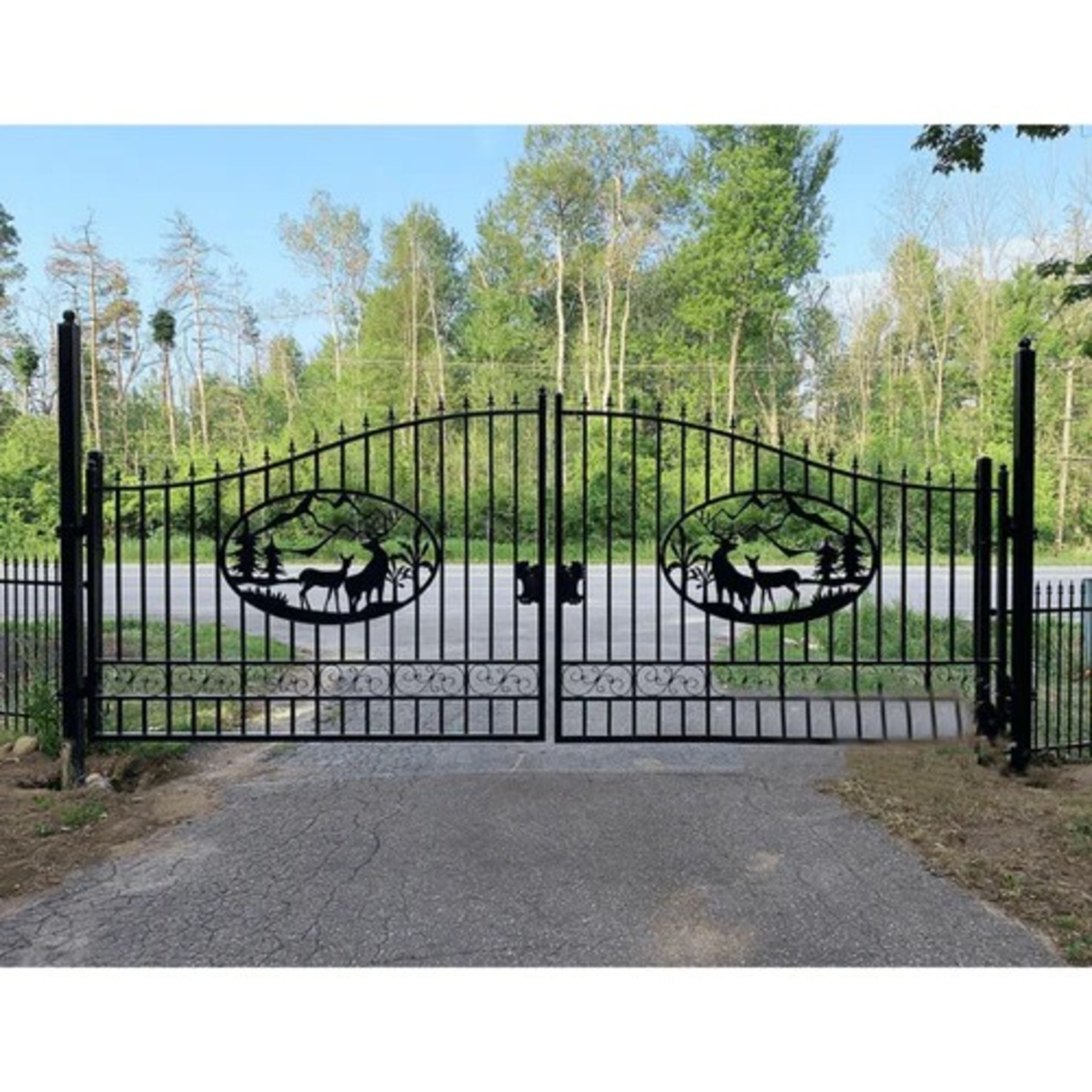 Greatbear 14' Wrought Iron Gate w/ Deer - Image 8 of 8