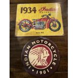 2 Retro Vintage Signs"" Indian Motorcyles