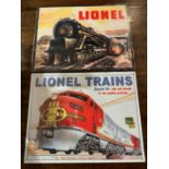 """2 Retro Vintage Signs"" Lionel Trains "