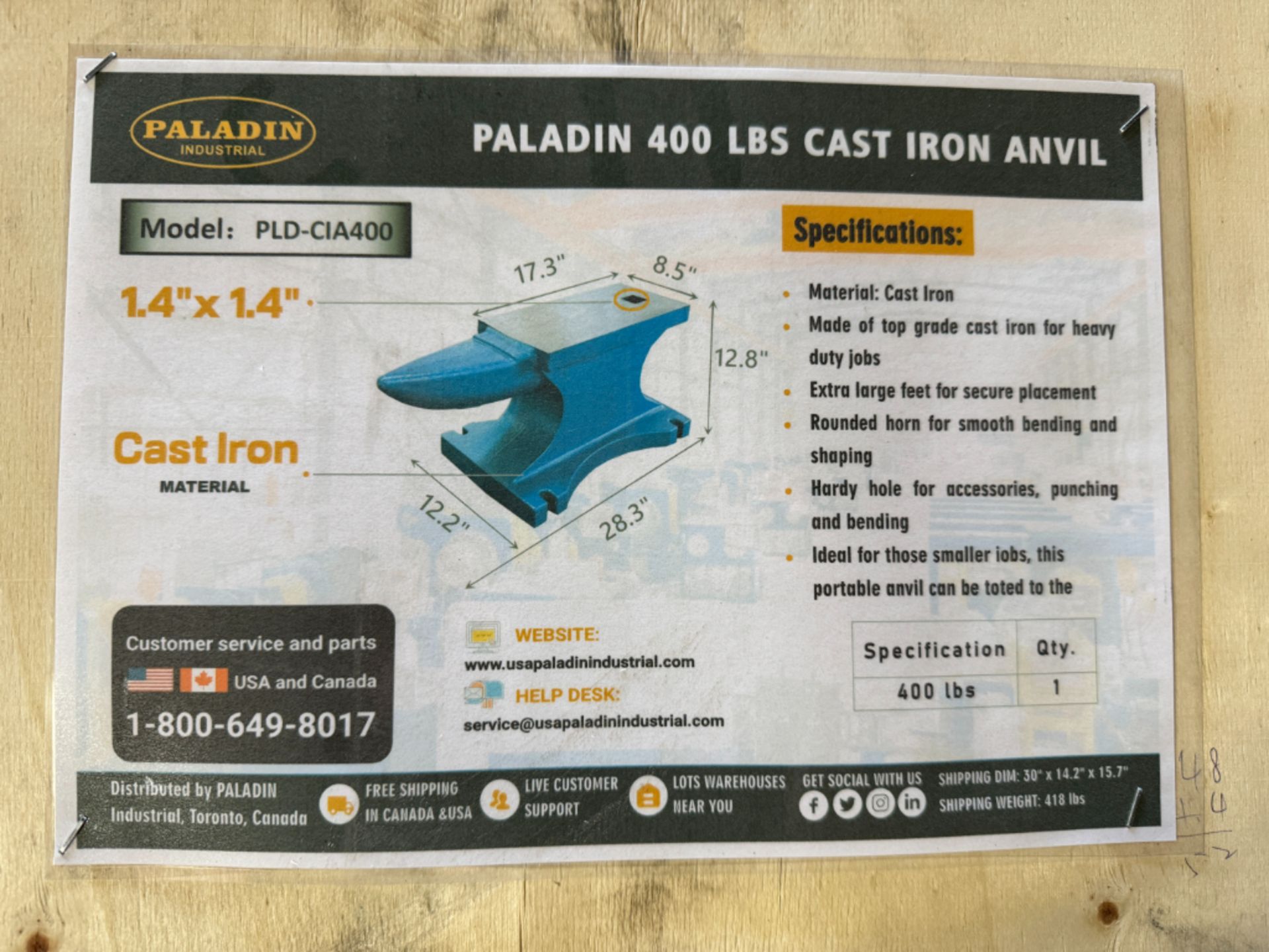 Paladin 400LB Cast Iron Anvil - Image 2 of 2