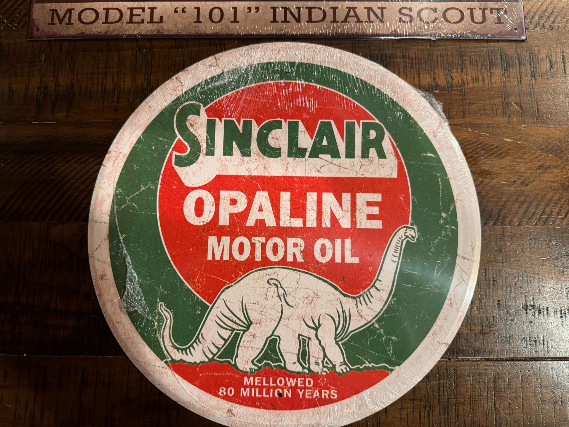 2 Retro Vintage Signs"" Sinclair & Indian Motorcycle - Image 3 of 6