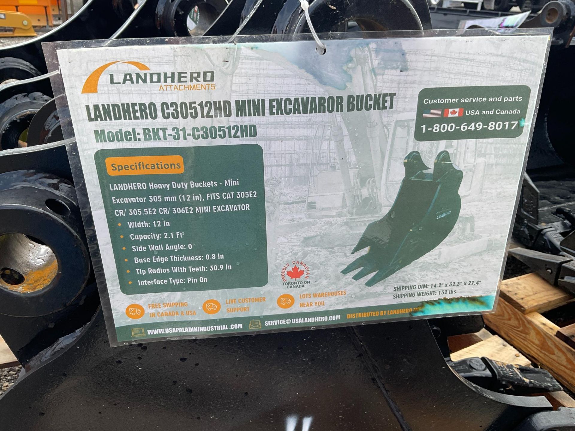 Landhero 12" C305/306 Mini Excavator Bucket - Image 2 of 5