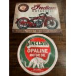 2 Retro Vintage Signs"" Sinclair & Indian Motorcycle