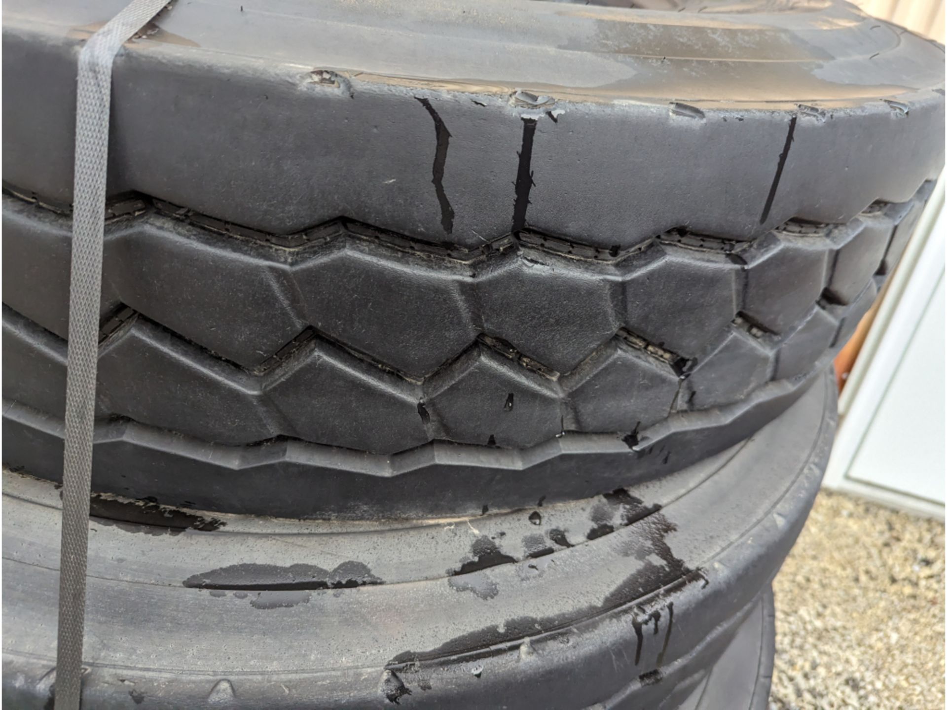 4 Goodyear G751 MSA 12R22.5 commercial truck tires USED Virgin Tread Surplus Take Off - Image 2 of 5