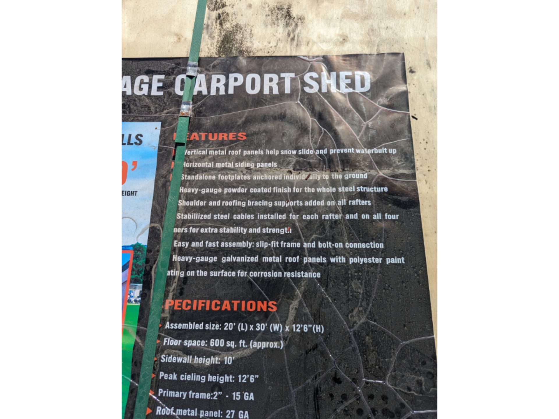 Diggit 20'x30' Metal Garage Carport Shed - Image 5 of 7