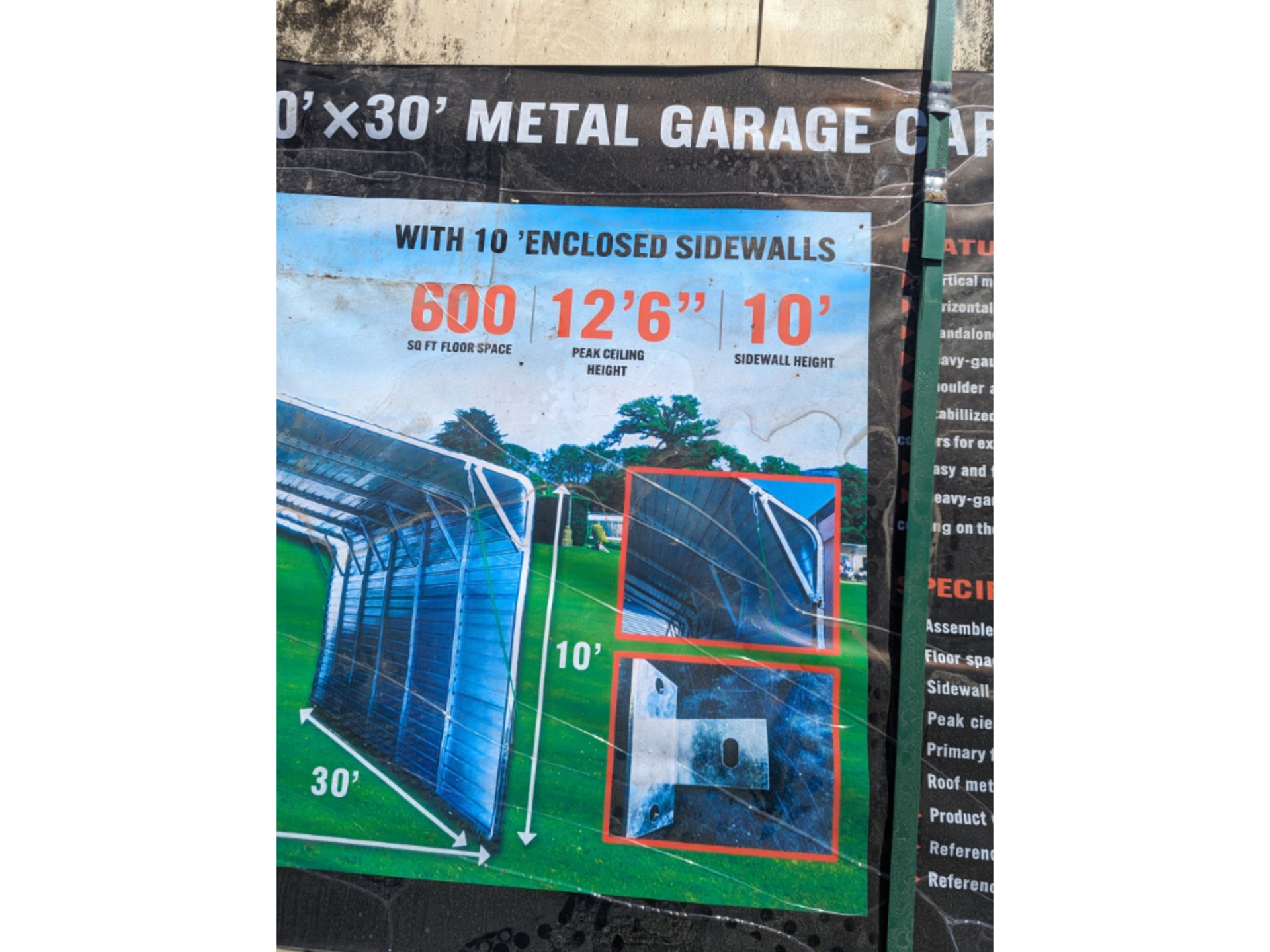 Diggit 20'x30' Metal Garage Carport Shed - Image 6 of 7