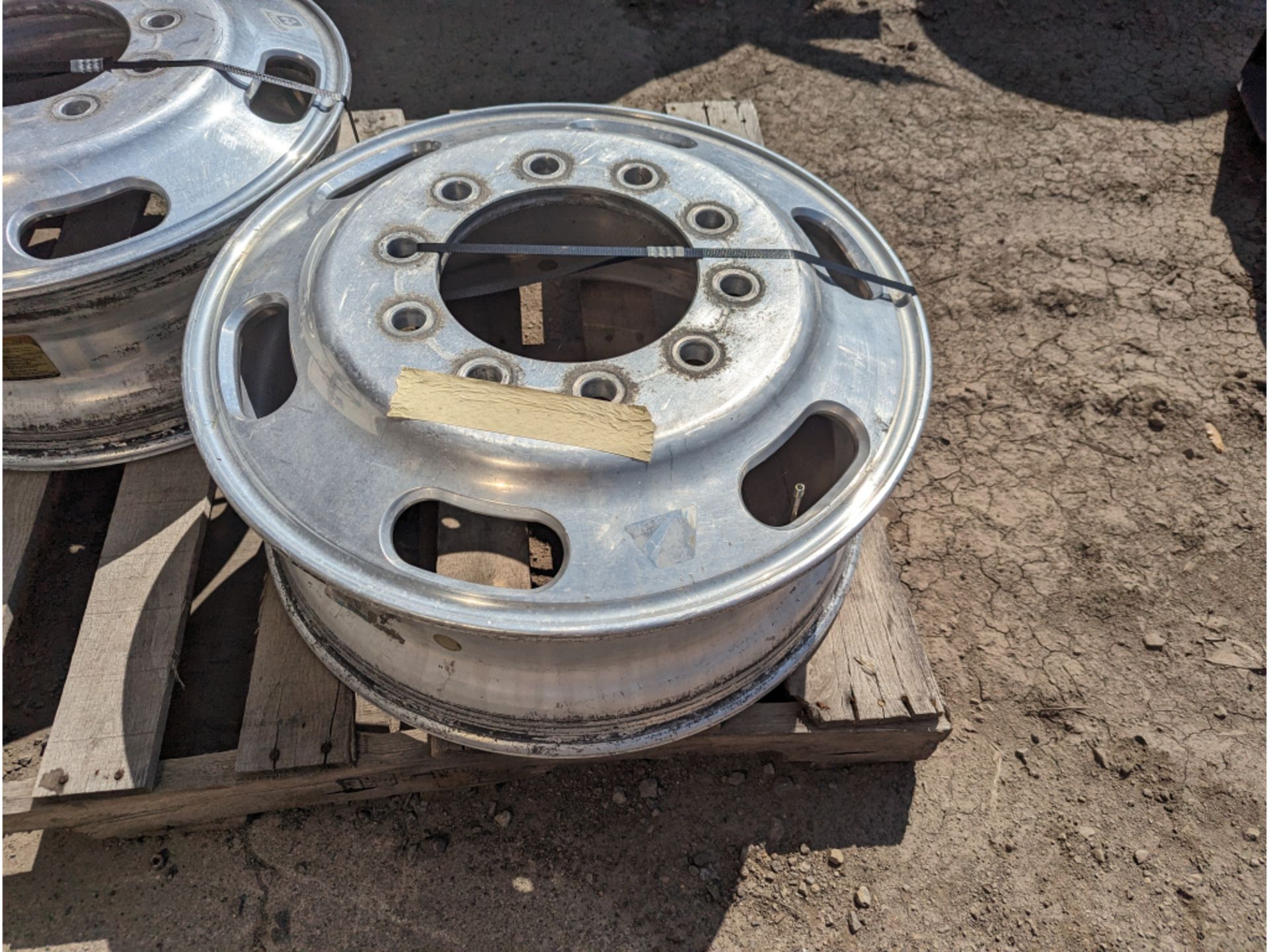(2) Aluminum 10 lug 8.25 x 24.5 Truck wheels - Image 2 of 3
