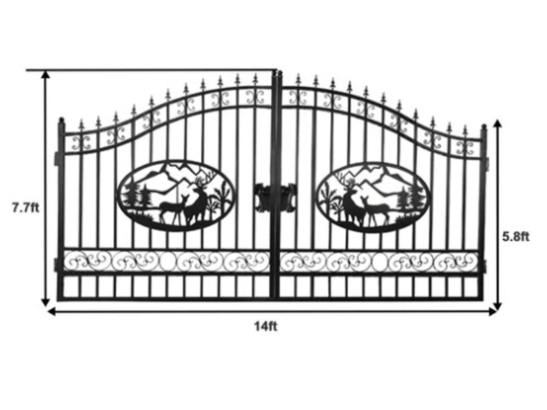 Greatbear 14' Wrought Iron Gate w/ Deer - Image 2 of 6