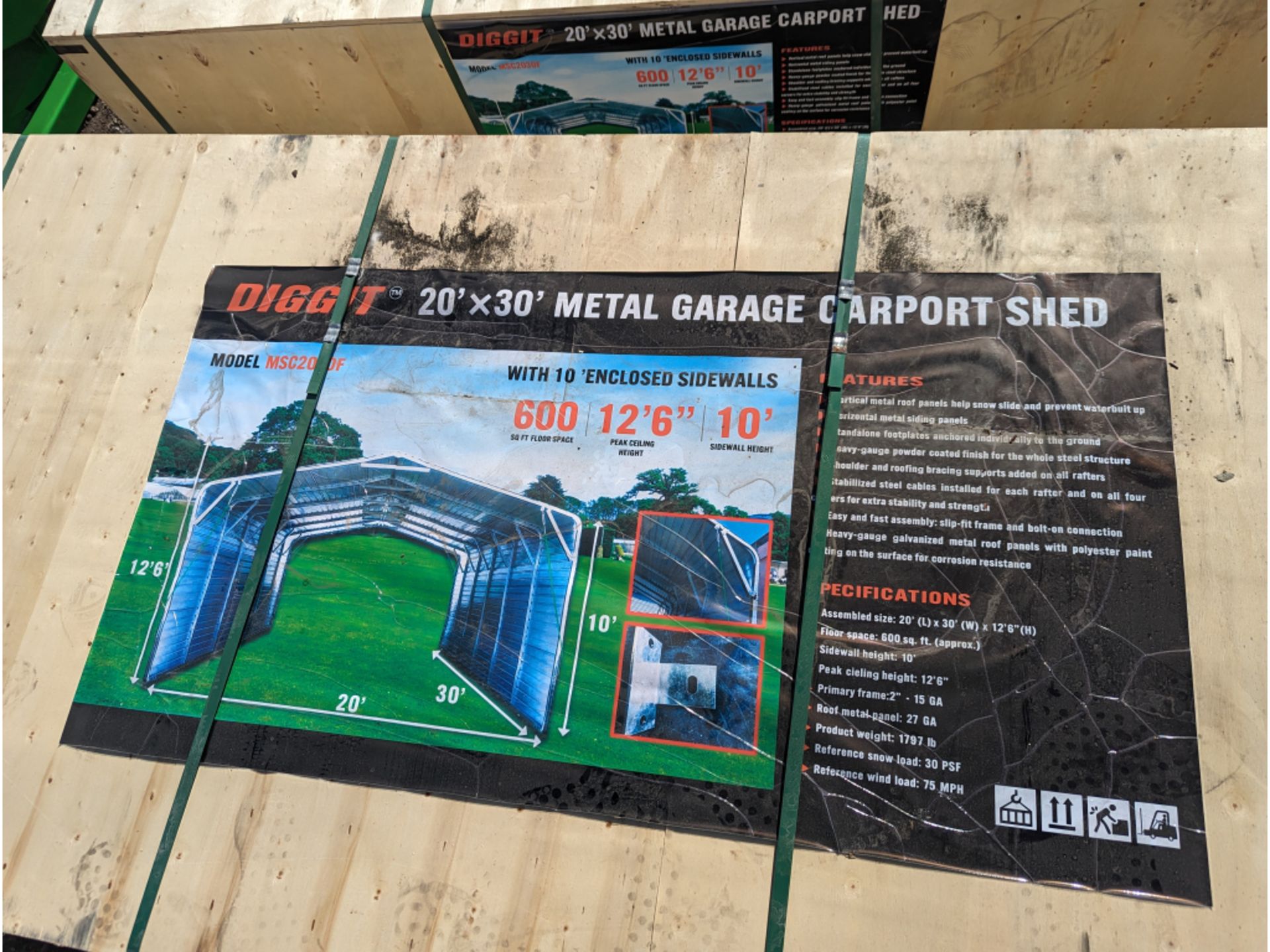 Diggit 20'x30' Metal Garage Carport Shed - Image 3 of 7