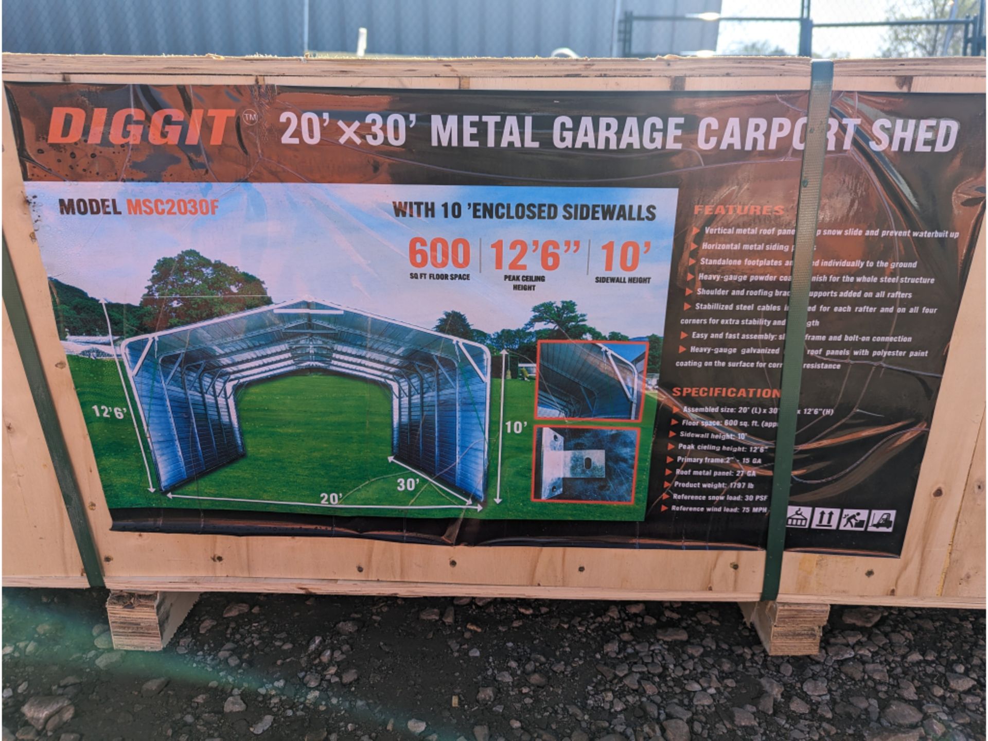 Diggit 20'x30' Metal Garage Carport Shed