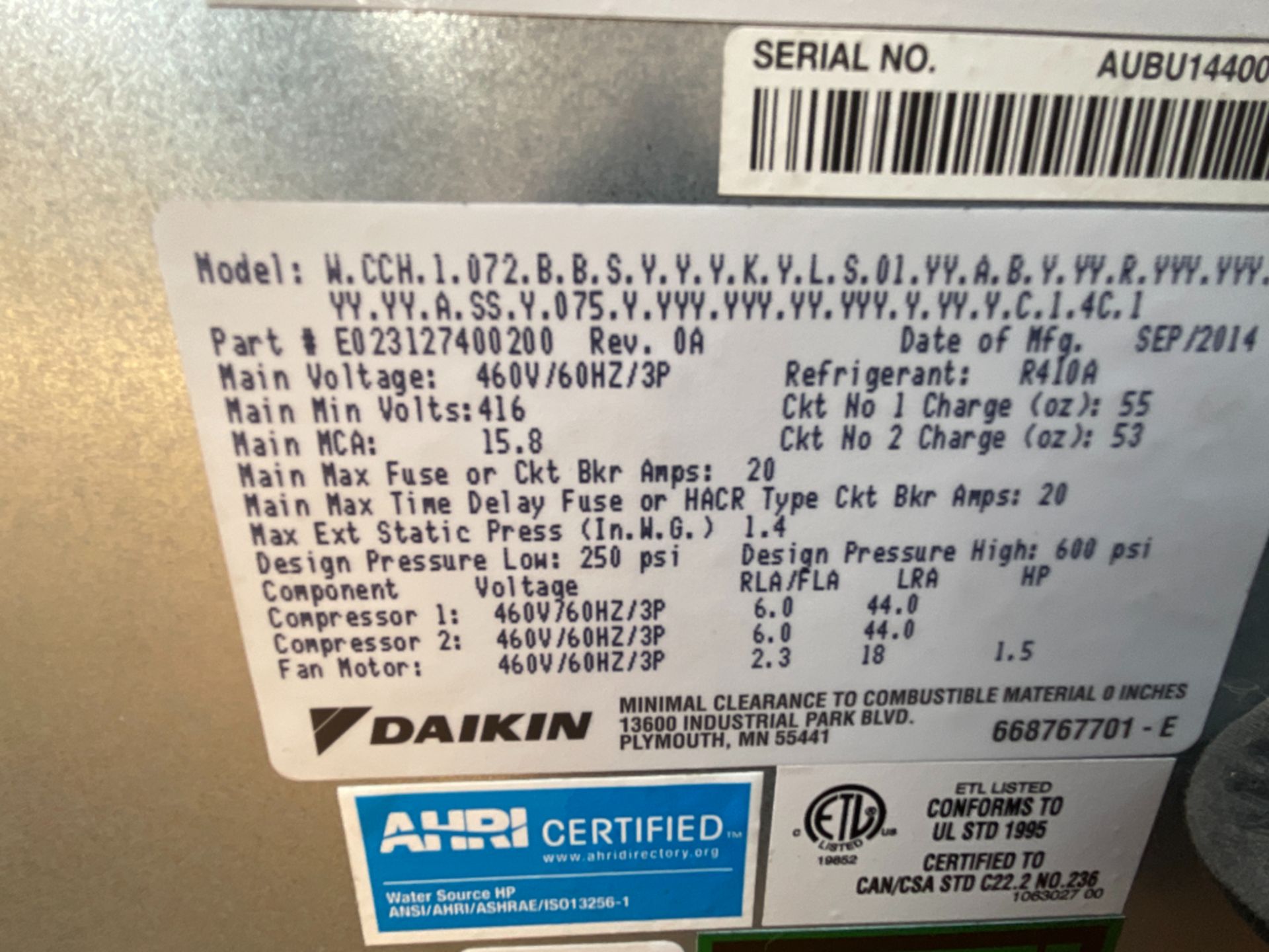 Daikon Horizantal Heat Pump R410A*Dent - Image 3 of 18
