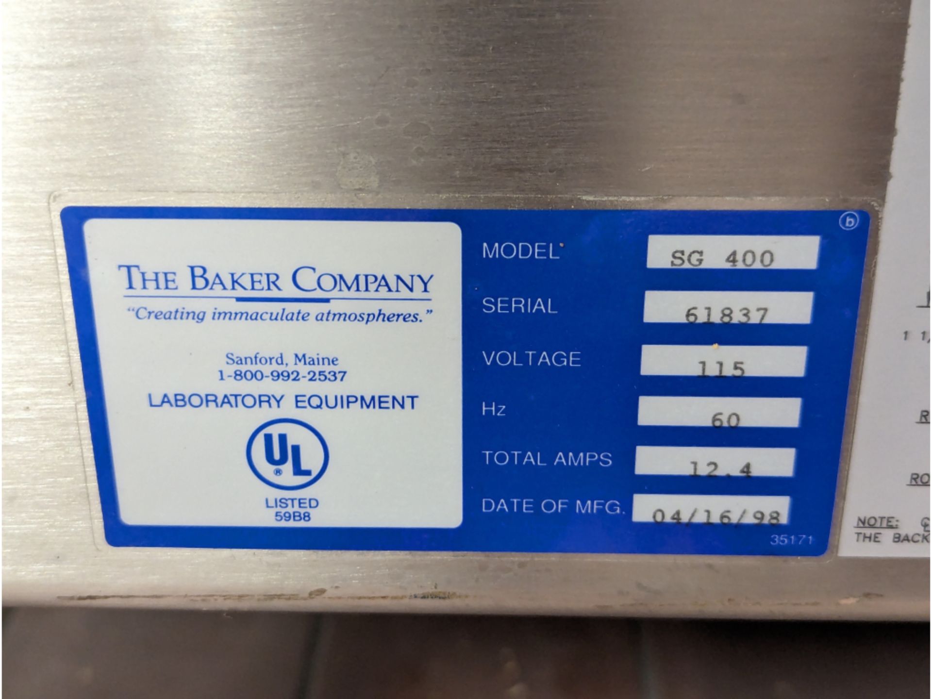 Baker Company Sg-400 SterilGard Biological Safety Cabinet - Image 6 of 6
