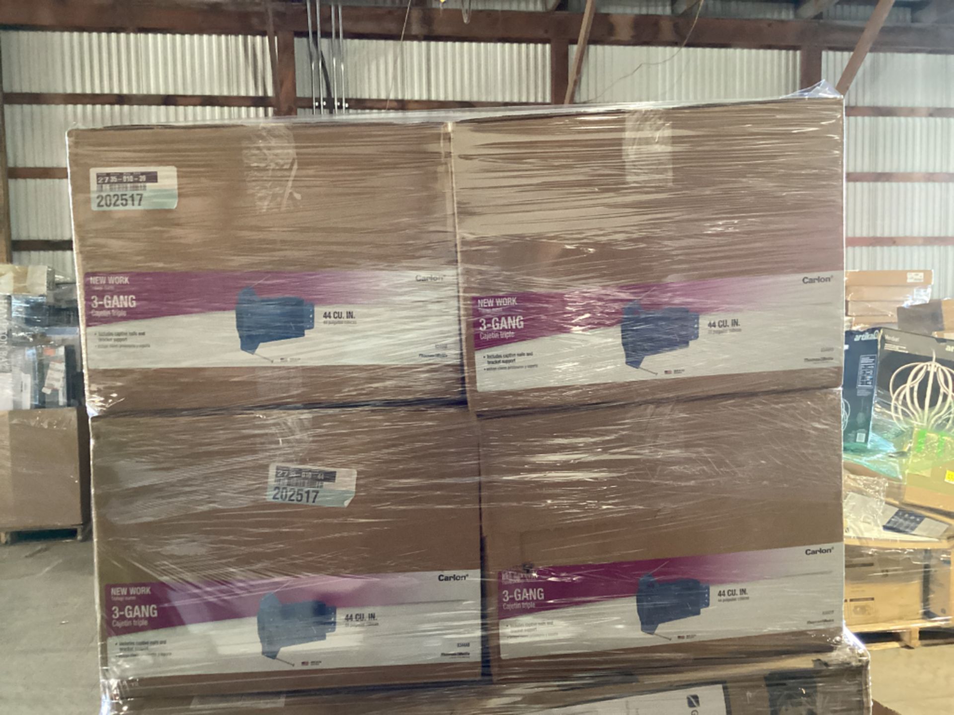 Overstock Pallet W/ Carlon 3 Gang Boxes, Duct Sleeves, Lithonia LED Troffers, Glacier Bay Med Cab... - Image 10 of 10