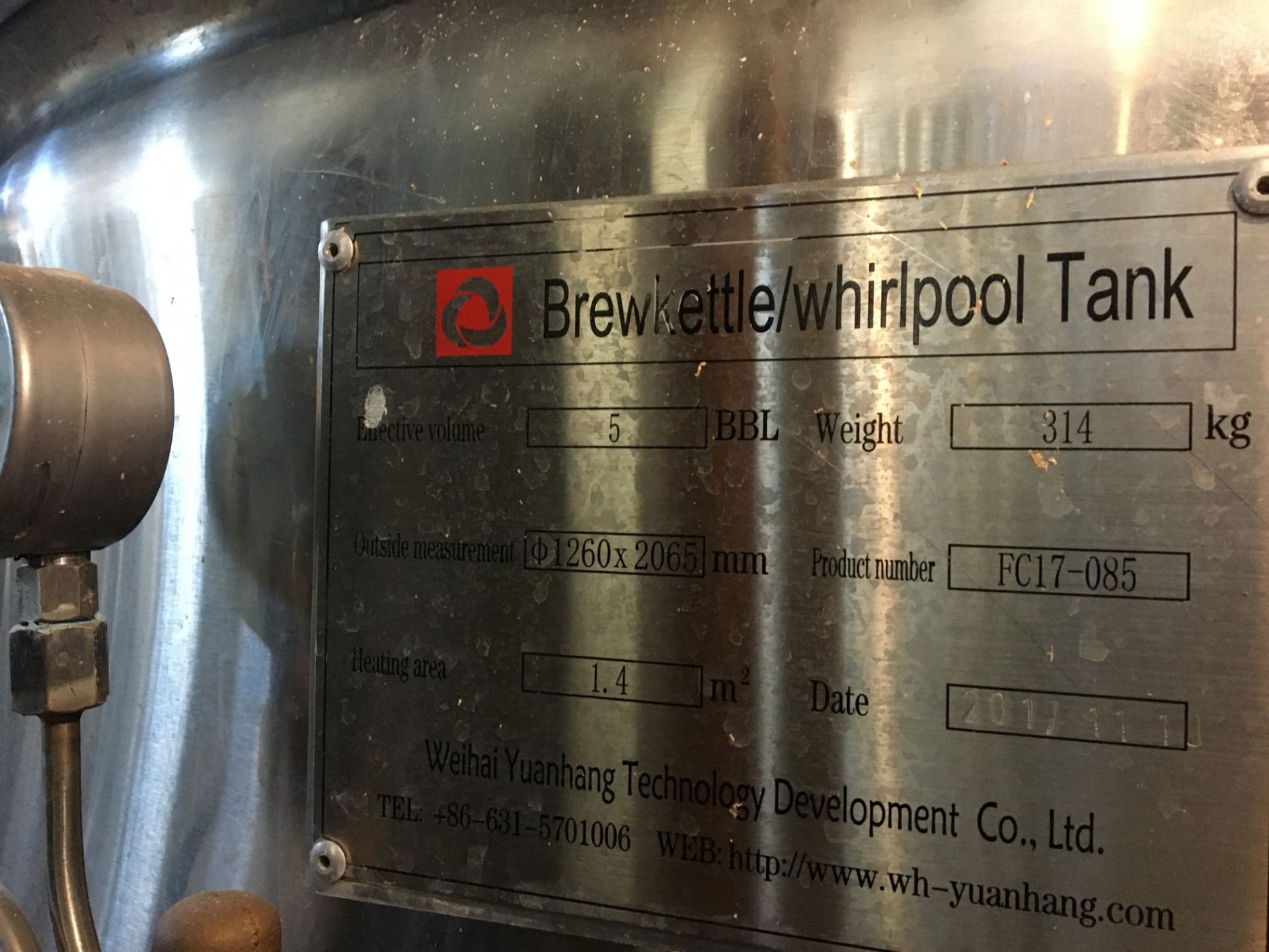 Complete 5 BBL Brewhouse Including 5-BBL Minnetonka Brew kettle/Whirlpool Tank, Stainless Steel; - Image 12 of 66