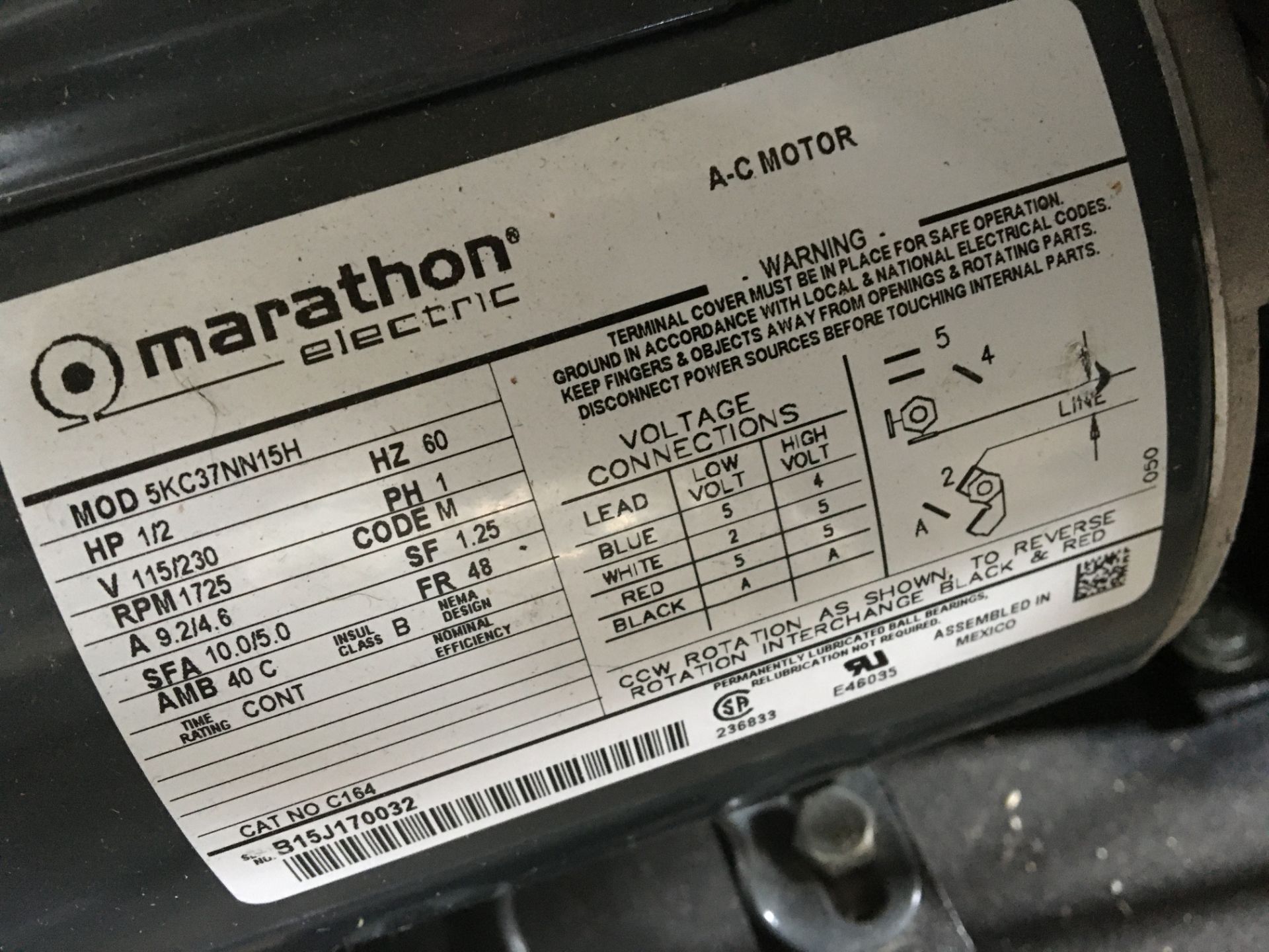 Manitowoc/ Marathon Electric Can Sealer, Model 5KC37NN15H, Automatic Master-Sealer - Image 5 of 11